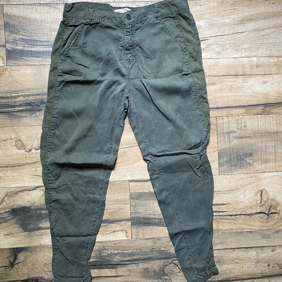 Zara Trafaluc Army Green Loose Trousers w/ Mesh Side Stripe Size 6 - Picture 13 of 13